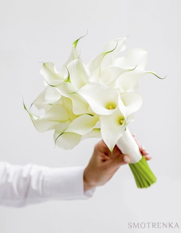 Свадебный букет с белых калл WHITE - 4 600 ₽