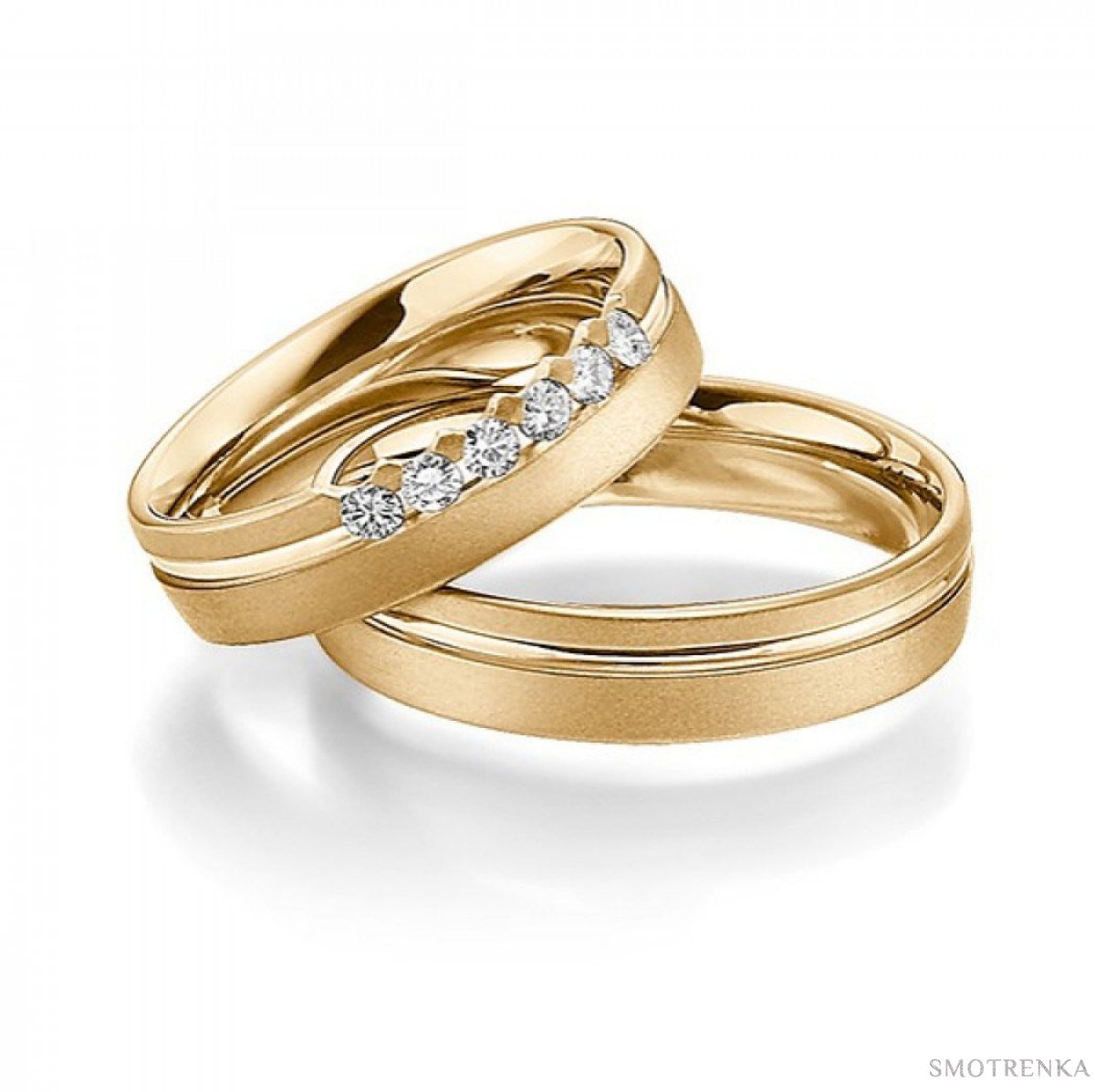 Обручальные кольца парные золотые с бриллиантами